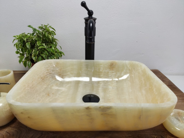 Накладная раковина из оникса Square Yellow SO-01016 (47*33*14см) 01016 фото
