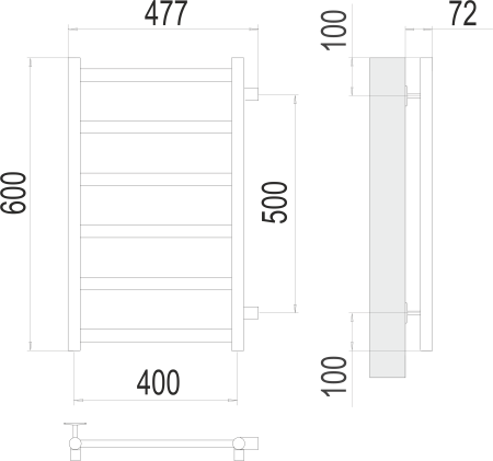 Водяной полотенцесушитель Аврора П6 400х600 бп500 Terminus 4670078529862 фото