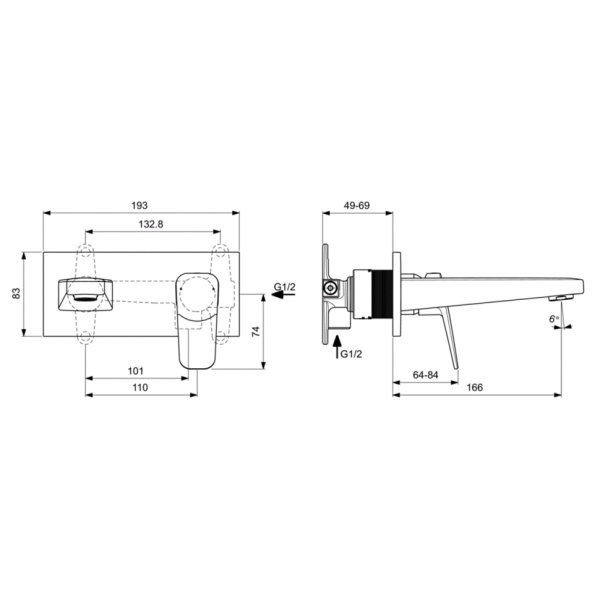 Настенный смеситель для раковины Ideal Standard CERAPLAN BD244AA фото