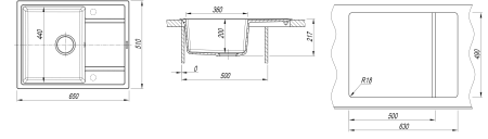 Кухонная мойка ЛИПСИ 650 Florentina 20.125.C0650 чёрный фото