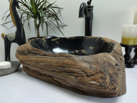 Накладная раковина из окаменелого дерева FSB-0409 фото