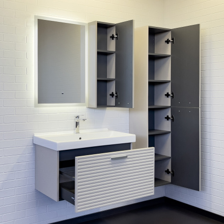 Тумба с раковиной Comfortу Касабланка 80 00-00001042CF серый шелк фото