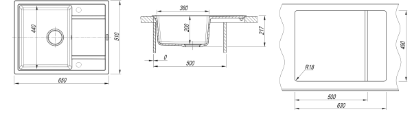 Кухонная мойка ЛИПСИ 650 Florentina 20.125.C0650 чёрный фото