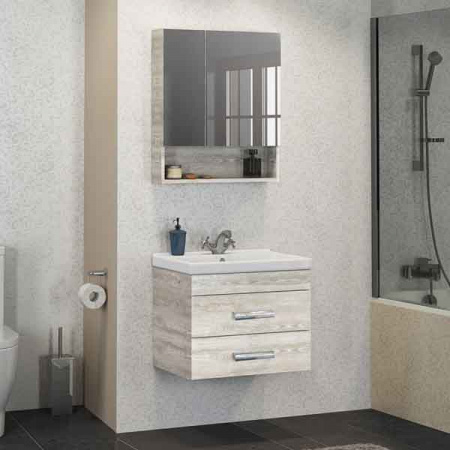 Зеркало-шкаф Comforty Никосия-60 дуб белый фото
