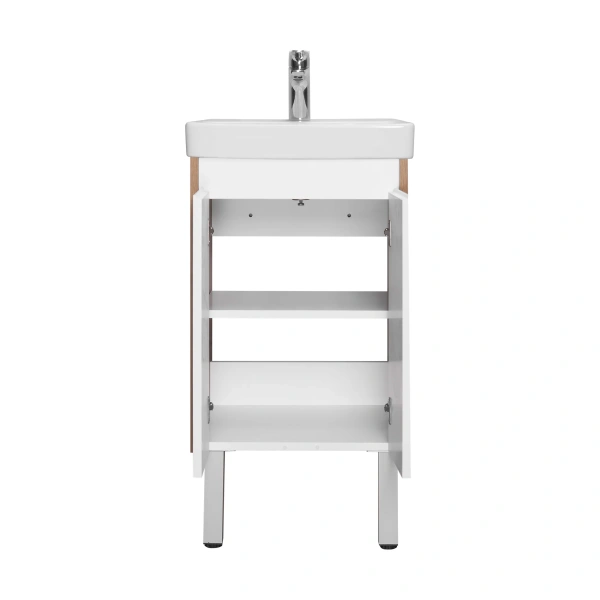 Тумба под раковину Акватон Сканди Doors 45 1A278701SDZ90 белый глянец / дуб рустикальный фото