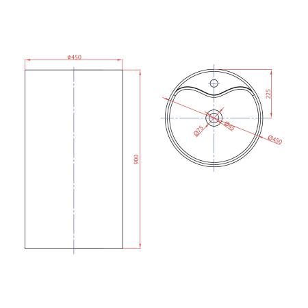 Напольная раковина Montebianco Pisa Rubinetto 11234 45x45 фото