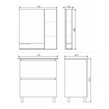 Зеркало-шкаф Comforty Верона-75 дуб белый фото