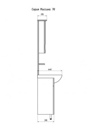 Зеркало-шкаф АСБ Мебель Мессина 70 9887 фото