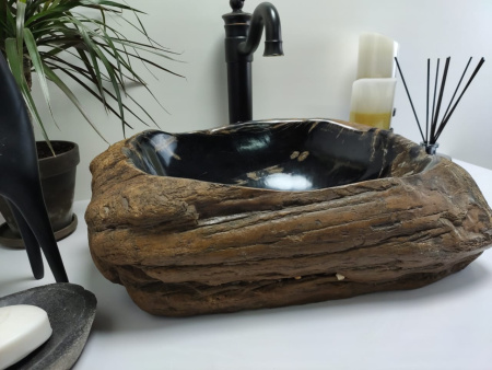 Накладная раковина из окаменелого дерева FSB-0409 фото
