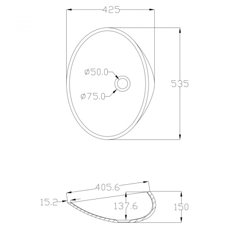 Накладная раковина Abber Stein AS2616 53x42 белая матовая фото