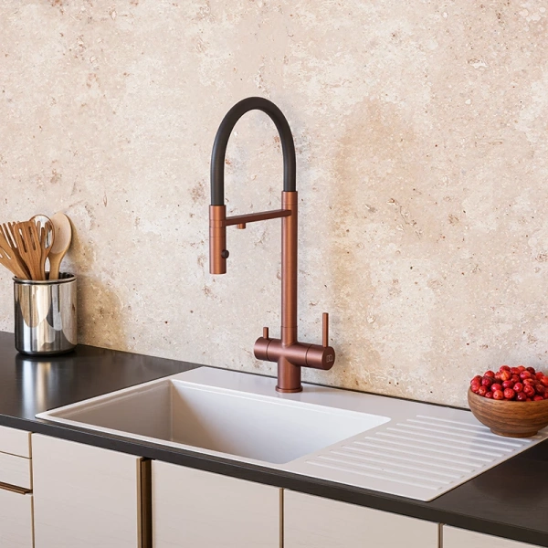 Смеситель для кухни с фильтром для воды DQ Kitchen DA1462502Rose розовое золото фото