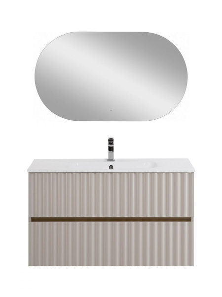 Тумба под раковину Art&Max Elegant AM-ELEGANT-1000-2C-SO-GCM-LED светло-серая матовая / с подсветкой фото