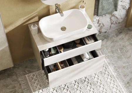 Тумба под раковину Акватон Марбл 80 1A276201MH4C0 белый матовый/слэйт фото