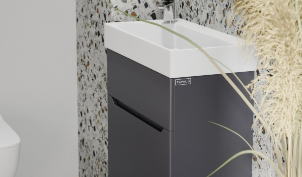 Тумба с раковиной Raval Brik 55 Brk.01.55/P/A/RL антрацит фото
