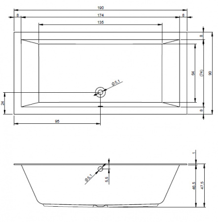 Акриловая ванна Riho Lugo BT0500500000000 190х90 фото