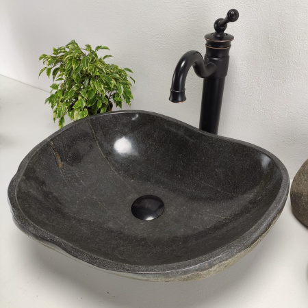 Накладная раковина из речного камня RS0934 (46*39*15) фото