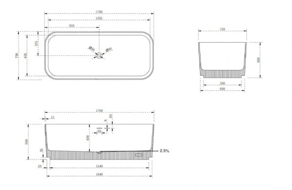 Ванна из искусственого камня Abber Stein AS9663Violett 170x75 фиолетовая фото