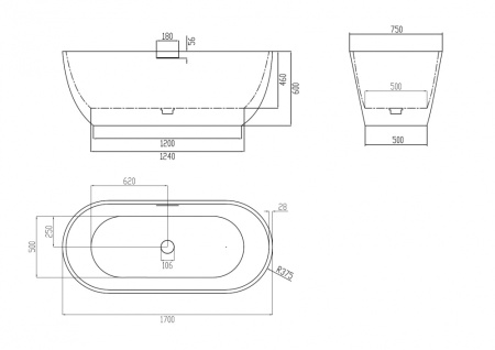Ванна из искусственого камня Abber Frankfurt AM9941MP 170x75 розовая матовая фото