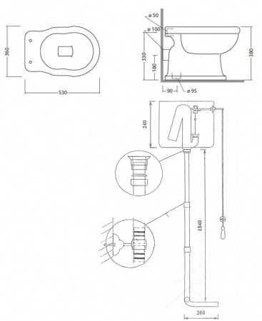 Унитаз напольный с высоким бачком Tiffany World Bristol TWBR02bi хром фото