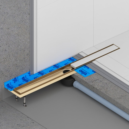 Душевой лоток Timo Drain System 90 DS230209/17 с двусторонней панелью под плитку, цвет золото матовое фото