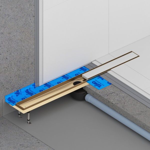 Душевой лоток Timo Drain System DS230206/17 60 с двусторонней панелью под плитку, цвет золото матовое фото