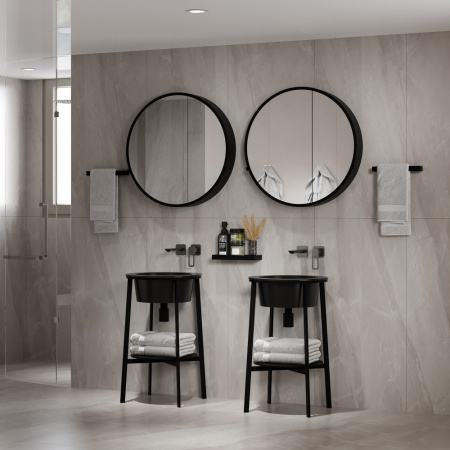 Консоль с керамической раковиной Abber Bequem AC2130MB черная матовая фото