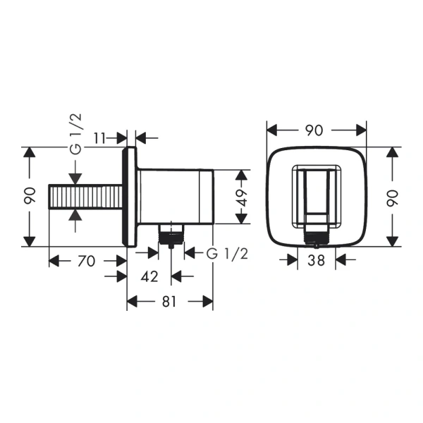 Подключение для душевого шланга Hansgrohe FixFit Q 26887140 шлифованная бронза фото