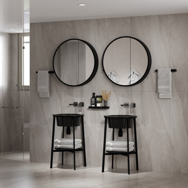 Консоль с керамической раковиной Abber Bequem AC2130MB черная матовая фото