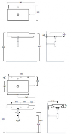 Подвесная раковина Simas Flow FL02bi*1 88 см фото