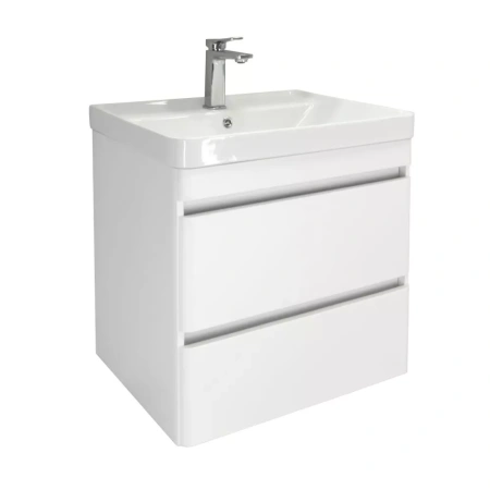 Тумба с раковиной Comforty Енисей-60П2 00-00021337CF белый глянец фото