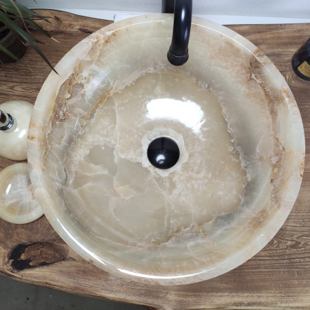 Накладная раковина из оникса Bowl Yellow Medium TinLip BO-00976 (45*45*15) фото