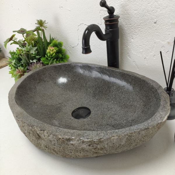 Накладная раковина из речного камня RS01456 (53*37*15) фото