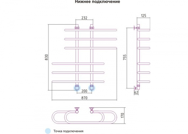 Водяной полотенцесушитель Сунержа Фурор 00-0108-8090 фото