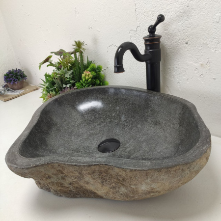 Накладная раковина из речного камня RS01465 (55*46*15) C12 фото