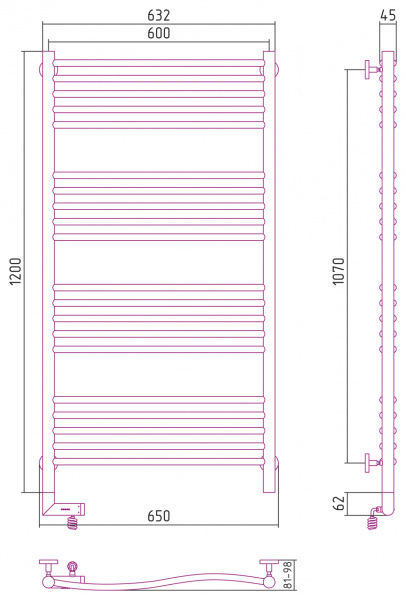 Электрический полотенцесушитель Сунержа Флюид 2.0 00-5221-1260 120х60 правый фото