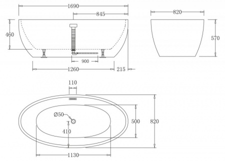 Акриловая ванна BelBagno BB69-1700-W0 169х82 фото