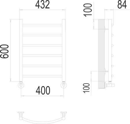 Водяной полотенцесушитель Классик П6 400х600 Terminus 4670078530202 фото
