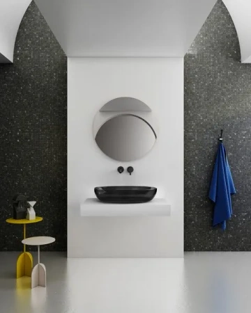 Накладная раковина Abber Kristall AT2801Onyx 60x40 черная фото