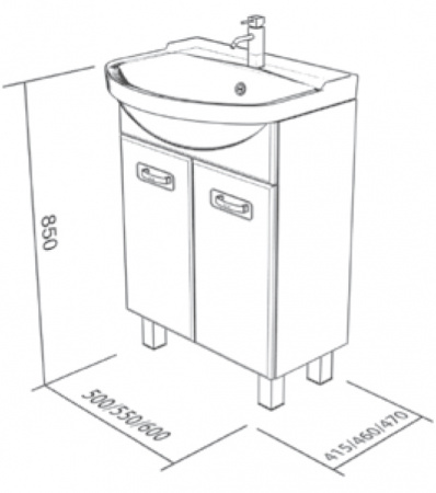 Тумба Bas Альта с раковиной Della 60 см фото