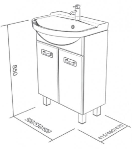 Тумба Bas Альта с раковиной Della 60 см фото