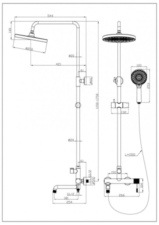 Душевая система Esbano DAISY (DS-GM) оружейная сталь фото