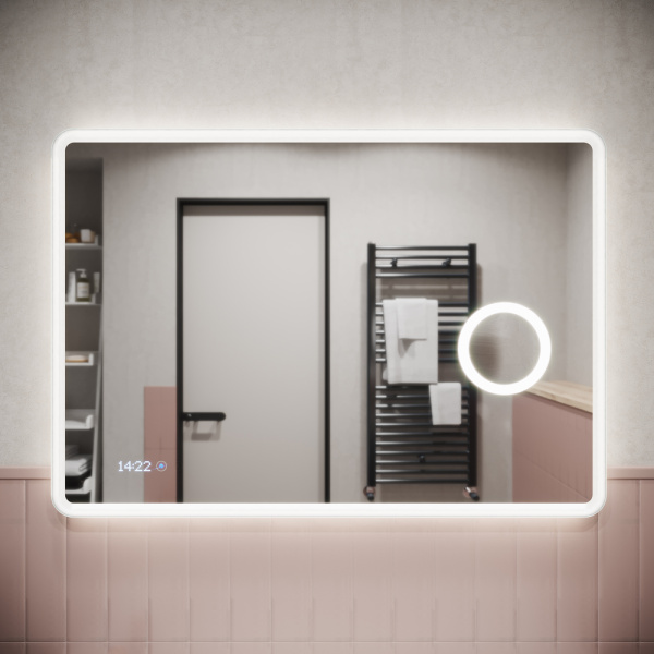 Зеркало с подсветкой, сенсорным выключателем и часами Sancos Arcadia 1.0 AR1.1000 100x70 фото