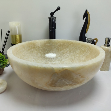 Накладная раковина из оникса Indo Bowl Yellow Medium TinLip BO-00501 фото