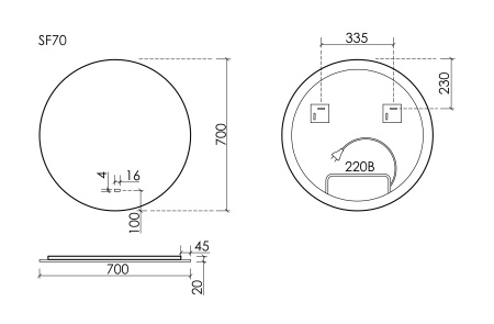 Зеркало с подсветкой Sancos Sfera 2.0 SF2.700 70x70 фото