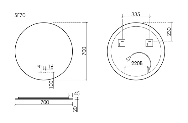 Зеркало с подсветкой Sancos Sfera 2.0 SF2.700 70x70 фото