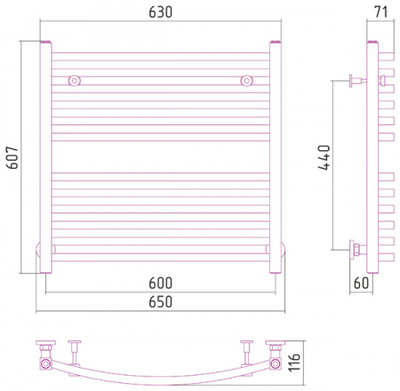 Водяной полотенцесушитель Сунержа Аркус 60х60 00-0251-6060 фото