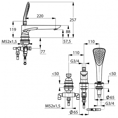 Смеситель на борт ванны Kludi Balance 524470575 фото