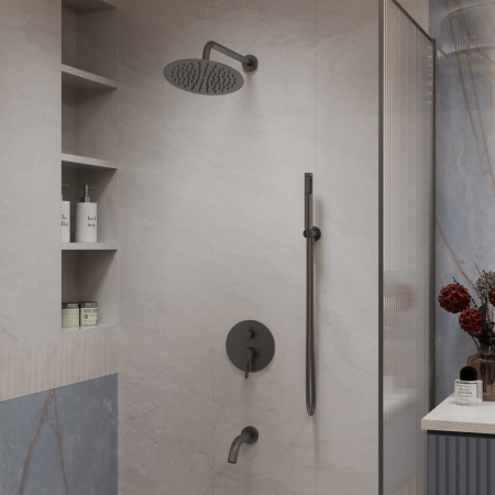 Душевая система скрытого монтажа Vincea Villa VSFW-1VL3GM вороненая сталь фото