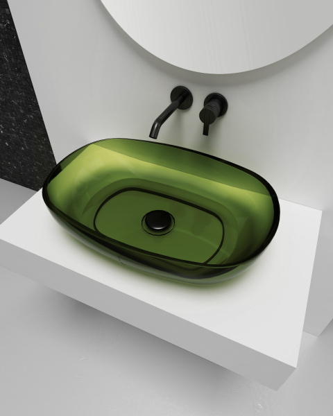 Накладная раковина Abber Kristall AT2805Emerald 60x40 зеленая фото