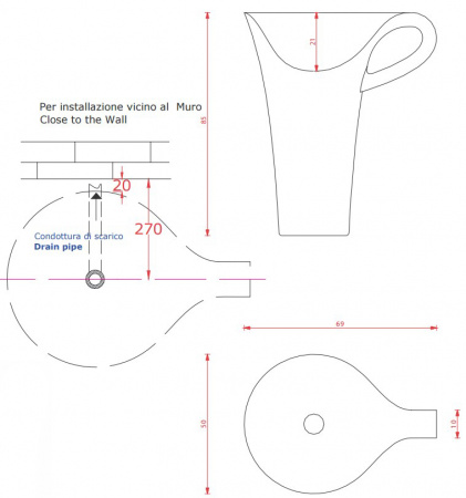 Раковина напольная Artceram Cup OSL004 01 50 bi/nero фото